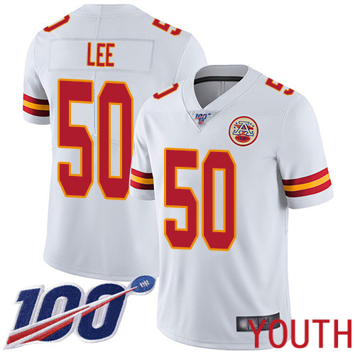 Youth Kansas City Chiefs #50 Lee Darron White Vapor Untouchable Limited Player 100th Season Nike NFL Jersey->youth nfl jersey->Youth Jersey